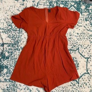 Shein terracotta short sleeve zip back maternity romper